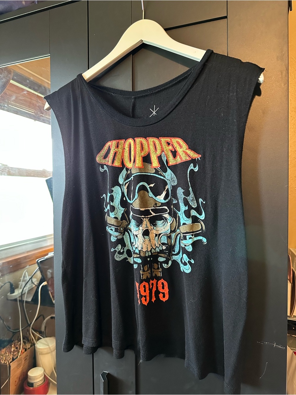Life Clothing Co Chopper 1979 Skull Motorcycle Muscle Tank Black L